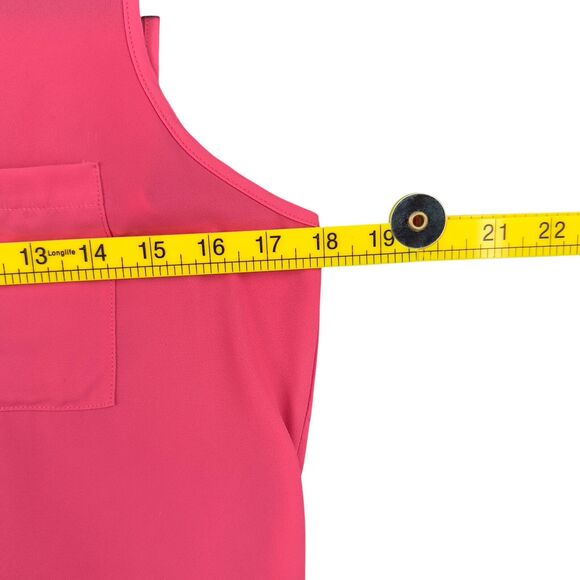 Soprano Pink Sleeveless Lightweight Round Neck Chest Pocket Blouse Top Medium - Picture 5 of 6